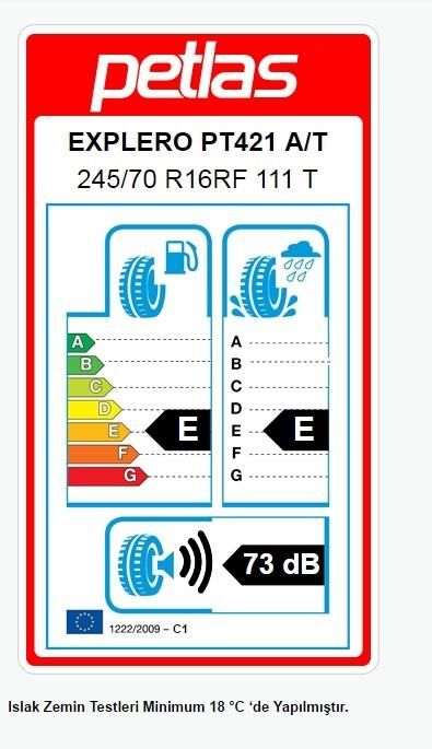 245/70R16 TL 111T REINF. (M+S) EXPLERO A/T PT421 PETLAS
