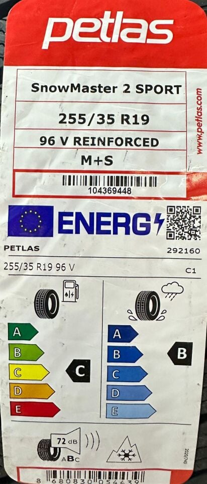 255/35R19 TL 96V REINF. SNOWMASTER 2 SPORT PETLAS