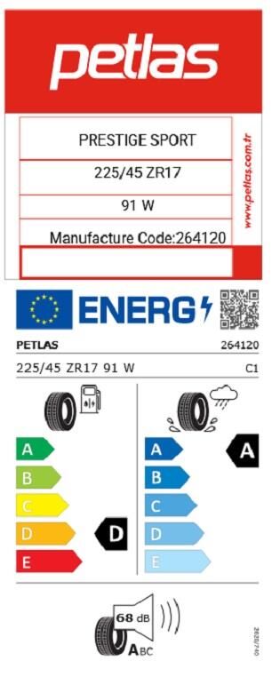 225/45R17 TL 91W PRESTIGE SPORT PETLAS