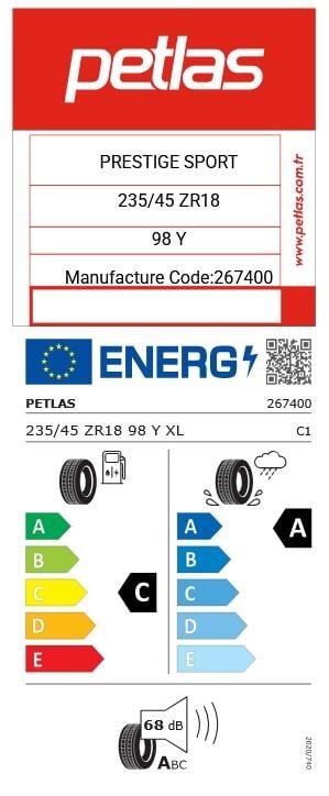 235/45R18 TL 98Y XL PRESTIGE SPORT PETLAS