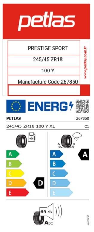 245/45R18 TL 100Y XL PRESTIGE SPORT PETLAS
