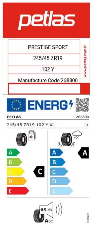 245/45R19 TL 102Y XL PRESTIGE SPORT PETLAS