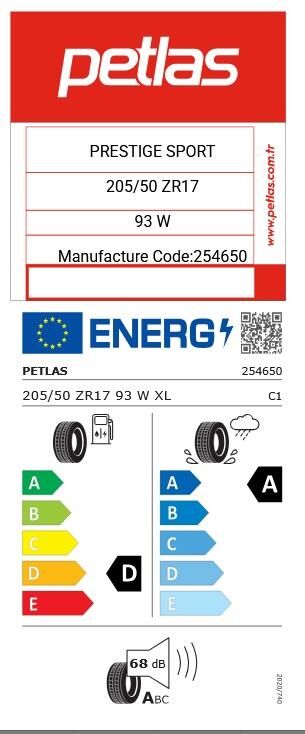205/50R17 TL 93W XL PRESTIGE SPORT PETLAS