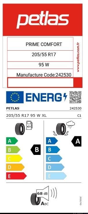 205/55R17 TL 95W XL PRIME COMFORT PETLAS