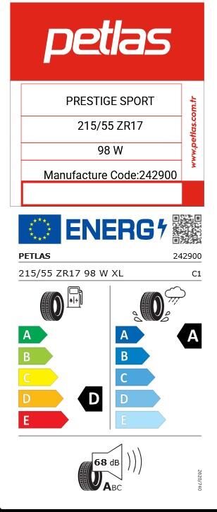 215/55R17 TL 98W XL PRESTIGE SPORT PETLAS