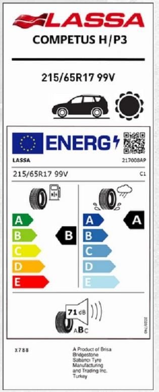 215/65R17 99V COMPETUS H/P 3 LASSA