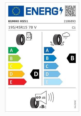 195/45R15 78V HS51 KUMHO
