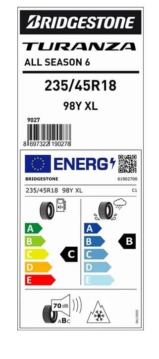 235/45R18 98Y XL TURANZA ALL SEASON 6 BRIDGESTONE