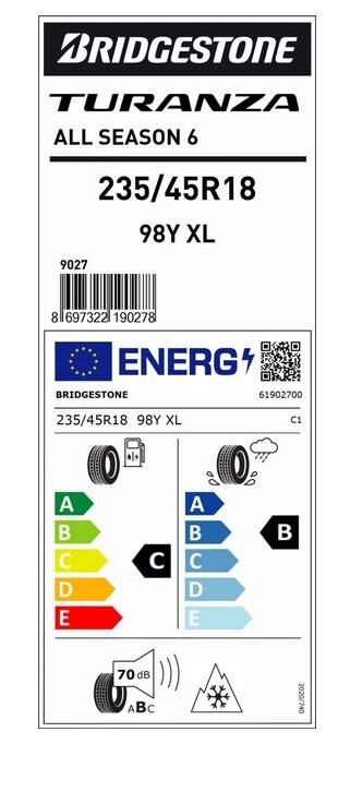 235/45R18 98Y XL TURANZA ALL SEASON 6 BRIDGESTONE