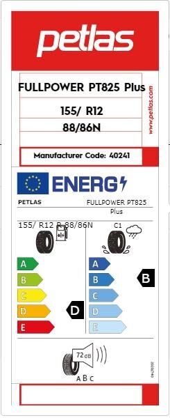 155R12 C TL 88/86N 8PR FULL POWER PT825 PLUS PETLAS