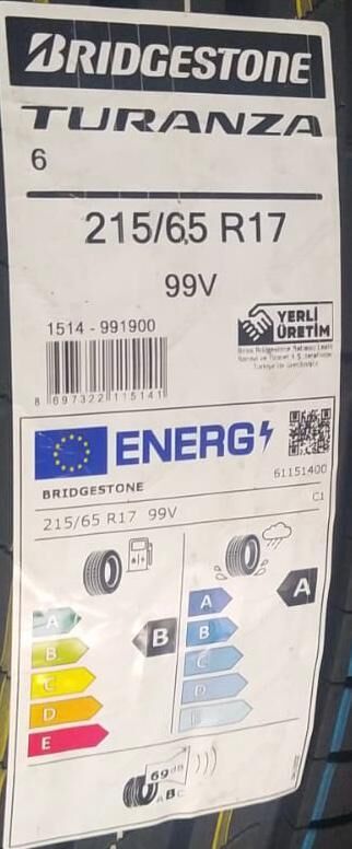 215/65R17 99V TURANZA 6 BRIDGESTONE