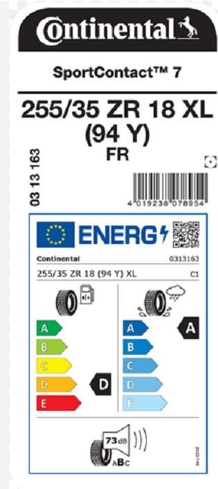 255/35R18 94Y XL FR SC7 CONTİNENTAL