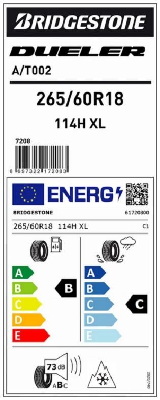 265/60R18 114H XL DUALER A/T002 BRIDGESTONE