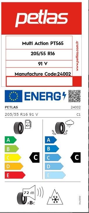 205/55R16 TL 91V MULTI ACTION PT565 PETLAS