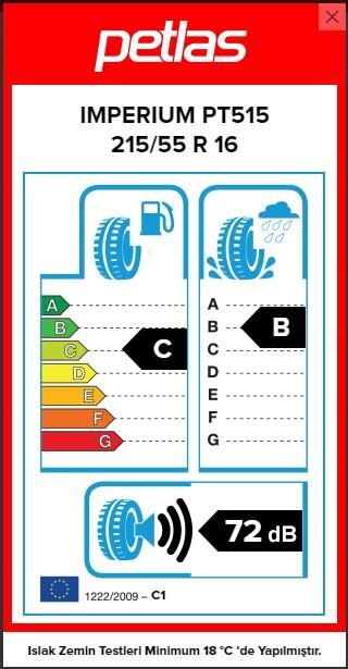 215/55R16 TL 93V IMPERIUM PT515 PETLAS
