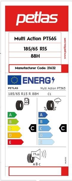 185/65R15 TL 88H MULTI ACTION PT565 PETLAS
