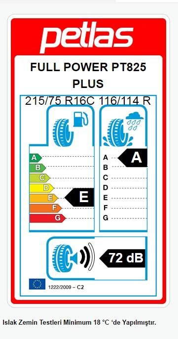 215/75R16 C TL 116/114R 10PR FULL POWER PT825 PLUS PETLAS