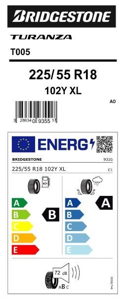 225/55R18 102Y XL TURANZA T005 BRIDGESTONE
