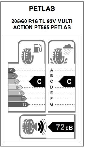 205/60R16 TL 92V MULTI ACTION PT565 PETLAS