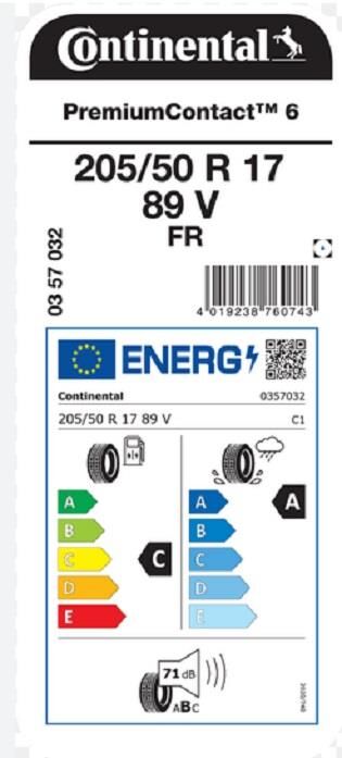 205/50R17 89V FR PC6 CONTİNENTAL
