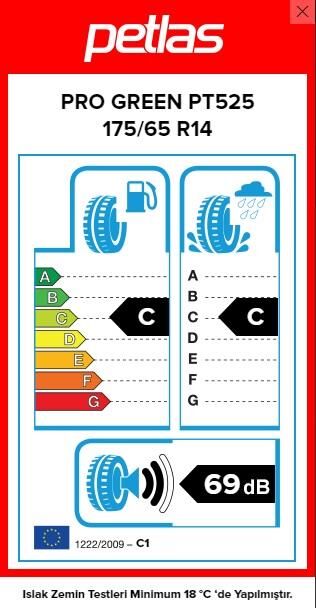 175/65R14 TL 82T PROGREEN PT525 PETLAS