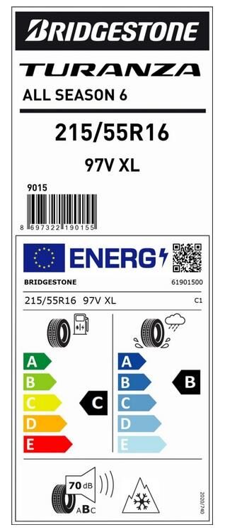 215/55R16 97V TURANZA ALL SEASON 6 BRIDGESTONE