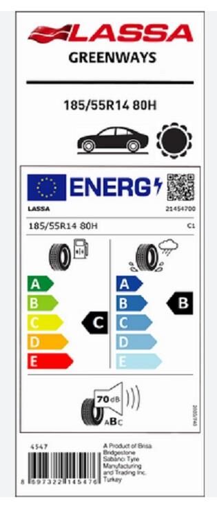 185/55R14 80H GREENWAYS LASSA