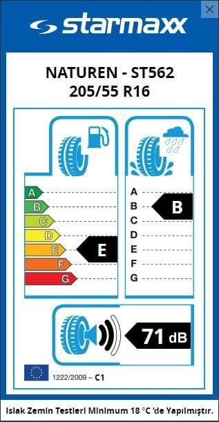 205/55R16 TL 91H NATUREN ST562 STARMAXX