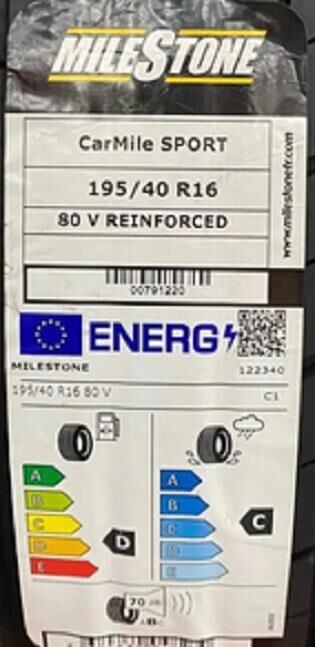 195/40R16 TL 80V REINF. CARMILE SPORT MILESTONE