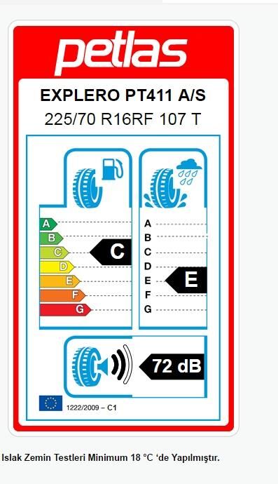 225/70R16 TL 107T REINF. EXPLERO A/S PT411 PETLAS