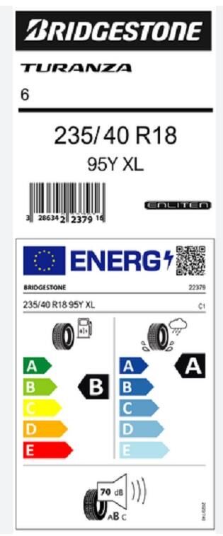 235/40R18 95Y XL TURANZA 6 BRIDGESTONE