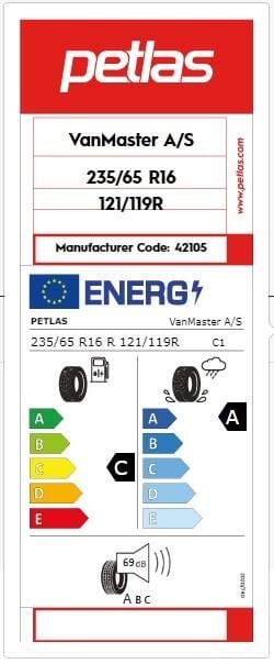 235/65R16 C TL 121/119R 12PR VANMASTER + A/S PETLAS