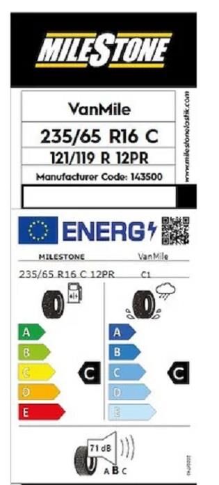 235/65R16 C TL 121/119R 12PR VANMILE MILESTONE