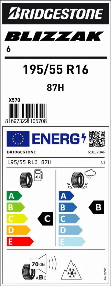 195/55R16 87H BLİZZAK 6 BRIDGESTONE