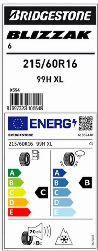 215/60R16 99H XL BLİZZAK 6 BRIDGESTONE
