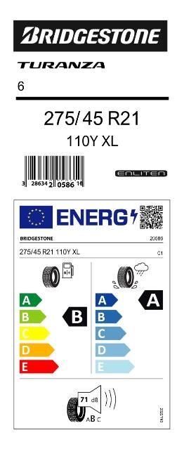 275/45R21 110Y XL TURANZA 6 BRIDGESTONE