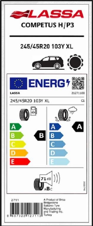 245/45R20 103Y XL COMPETUS H/P 3 LASSA