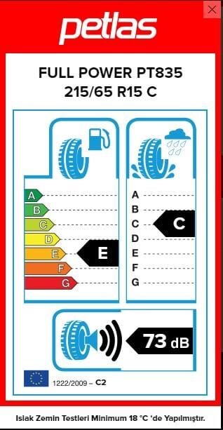 215/65R15 C TL 104/102T 6PR FULL POWER PT835 PETLAS