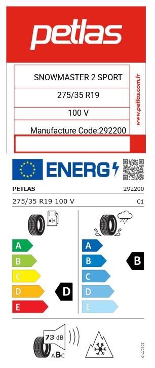 275/35R19 TL 100V REINF. SNOWMASTER 2 SPORT PETLAS
