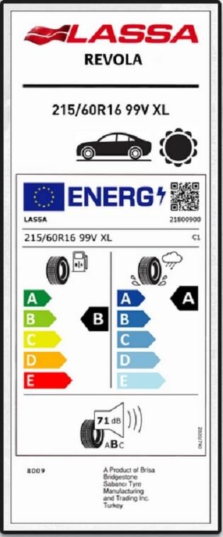 215/60R16 99V XL REVOLA LASSA