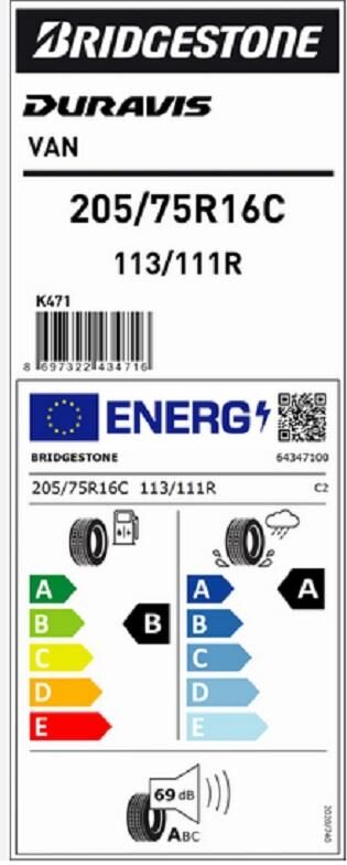 205/75R16 C 113/111R DURAVIS VAN BRIDGESTONE