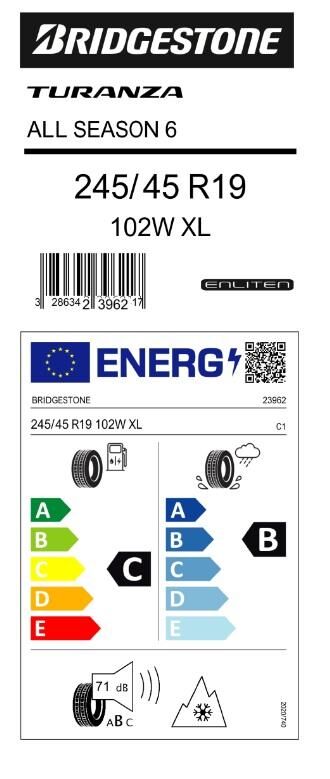 245/45R19 102W XL TURANZA ALL SEASON 6 BRIDGESTONE