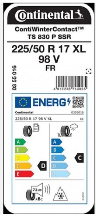 225/50R17 98V XL TS830P SSR CONTİNENTAL