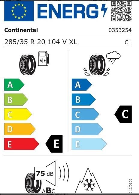285/35R20 104V XL FR TS830P NO CONTİNENTAL