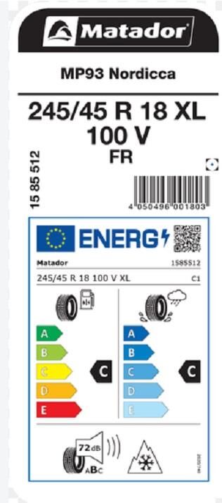 245/45R18 100V XL FR MP93 MATADOR