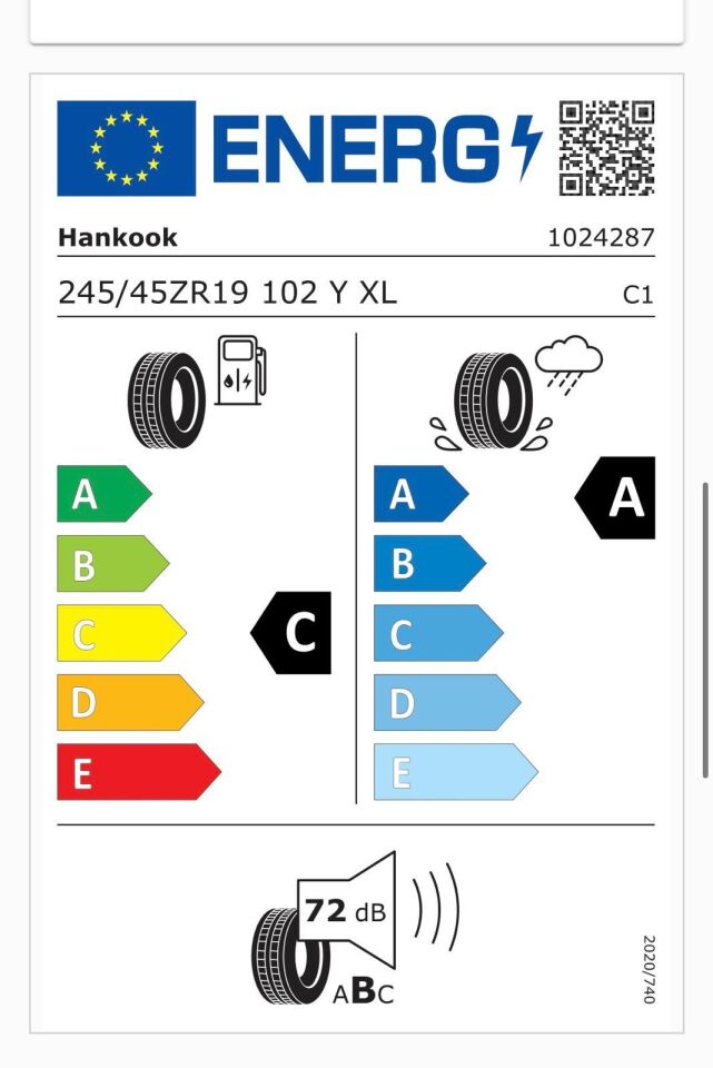 245/45R19 102Y XL K127 VENTUS S1 EVO 3 HANKOOK