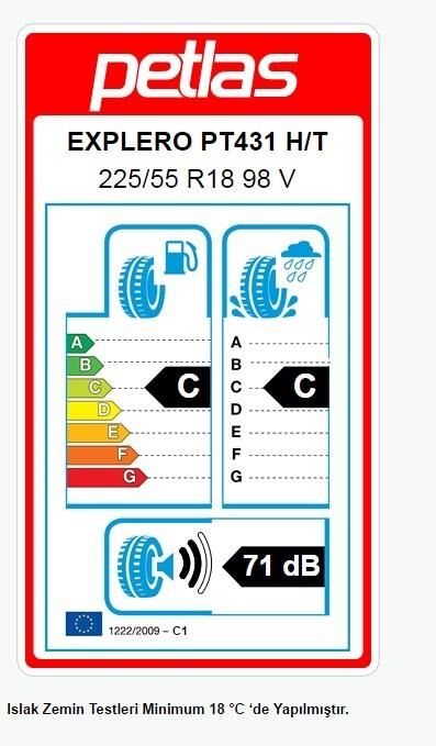 225/55R18 TL 98V EXPLERO H/T PT431 PETLAS
