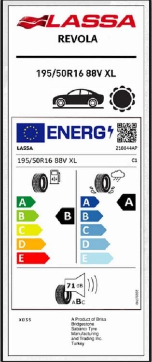 195/50R16 88V XL REVOLA LASSA