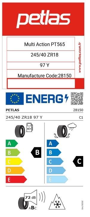 245/40R18 TL 97Y REINF. MULTI ACTION PT565 PETLAS