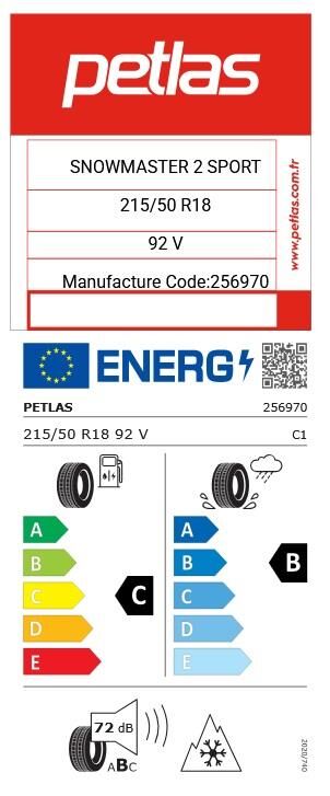 215/50R18 TL 92V SNOWMASTER 2 SPORT PETLAS